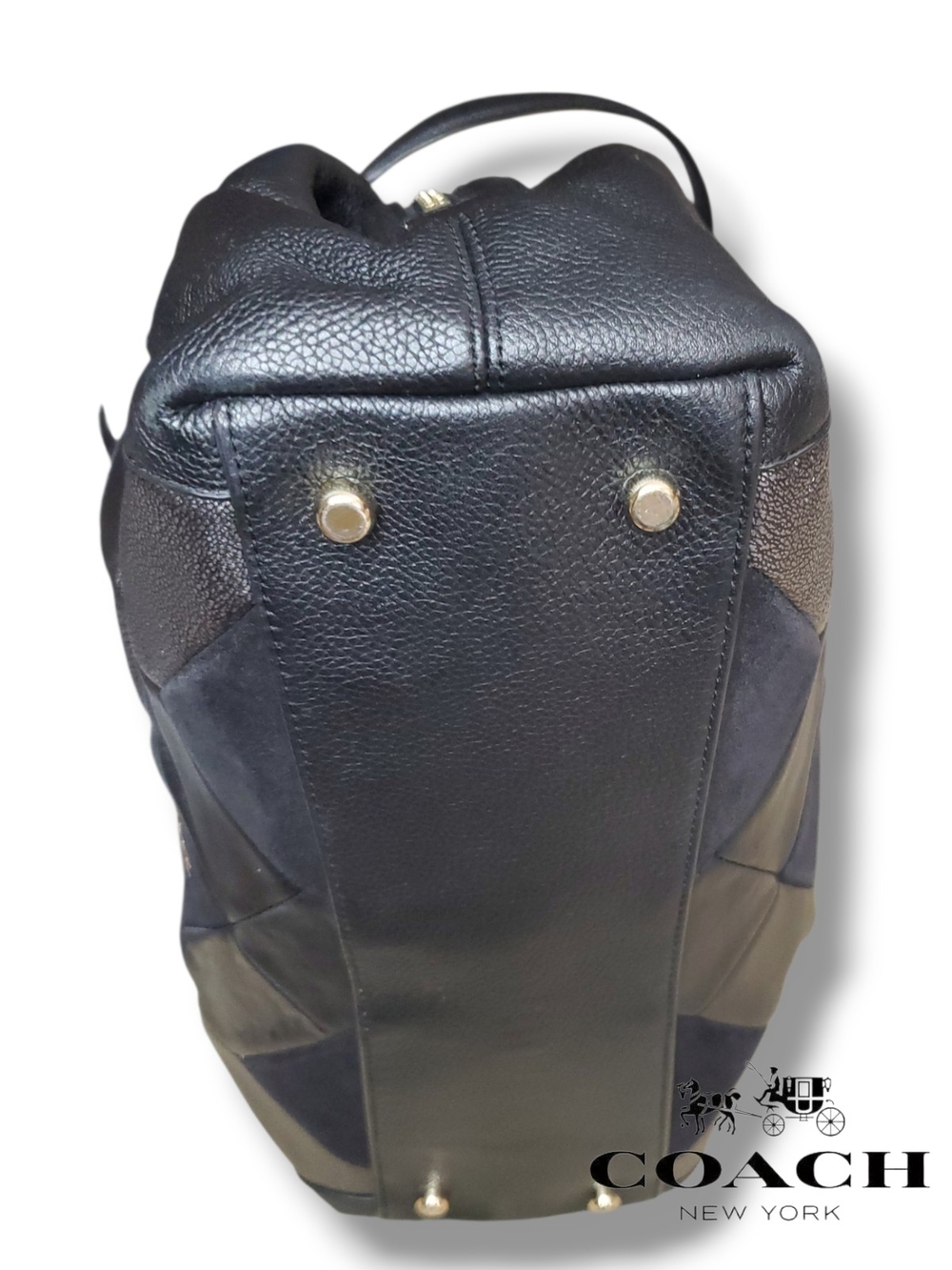 Coach Edie 31 Black Mixed Leather Suede Patchwork Shoulder Bag 36519 - Picture 7 of 16